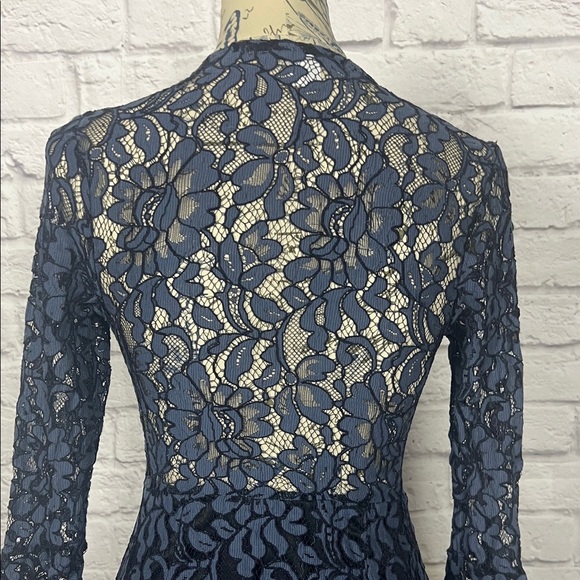 VENUS Blue and Black Floral Lace Dress - Picture 8 of 14